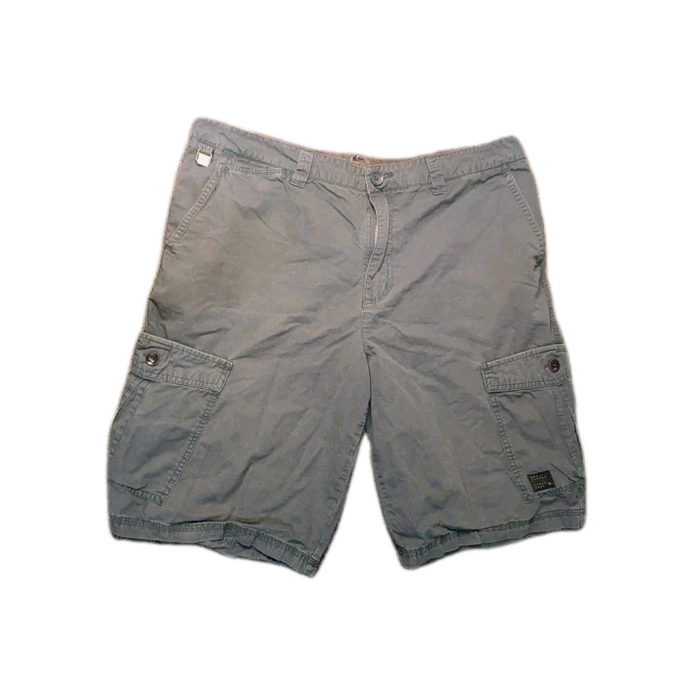 Vintage QUIKSILVER Shorts Size 36 Gray Skater Wide Leg Y2K Grunge Cargo Hipster
